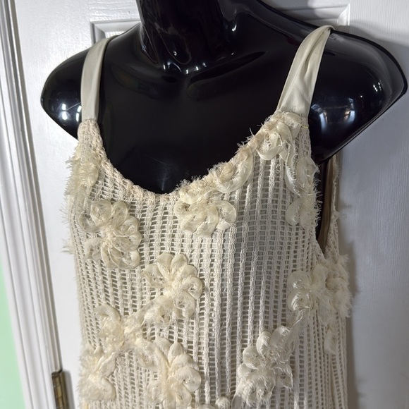 Anthropologie En Saison Cream Reese Floral Appliqué Open Stitch Cool Maxi Size S - Picture 4 of 14